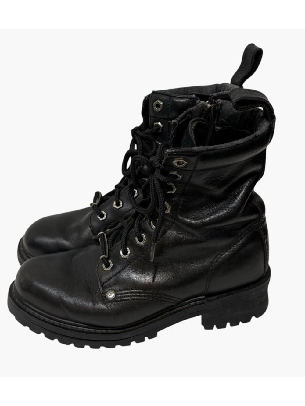 Harley Davidson Womens Black Leather Motorcycle Boots Biker Combat Sz 7.5